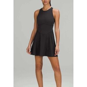 Lululemon Black Sleeveless Tennis Dress Size 6 Athleisure Skort Skirt